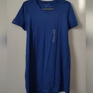 Tommy Hilfiger blue & white Polka-dot T-shirt Simple Vacation Street Wear Dress